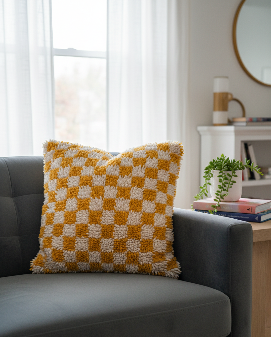 Organic Pillow | Naturally Dyed with Henna & Turmeric