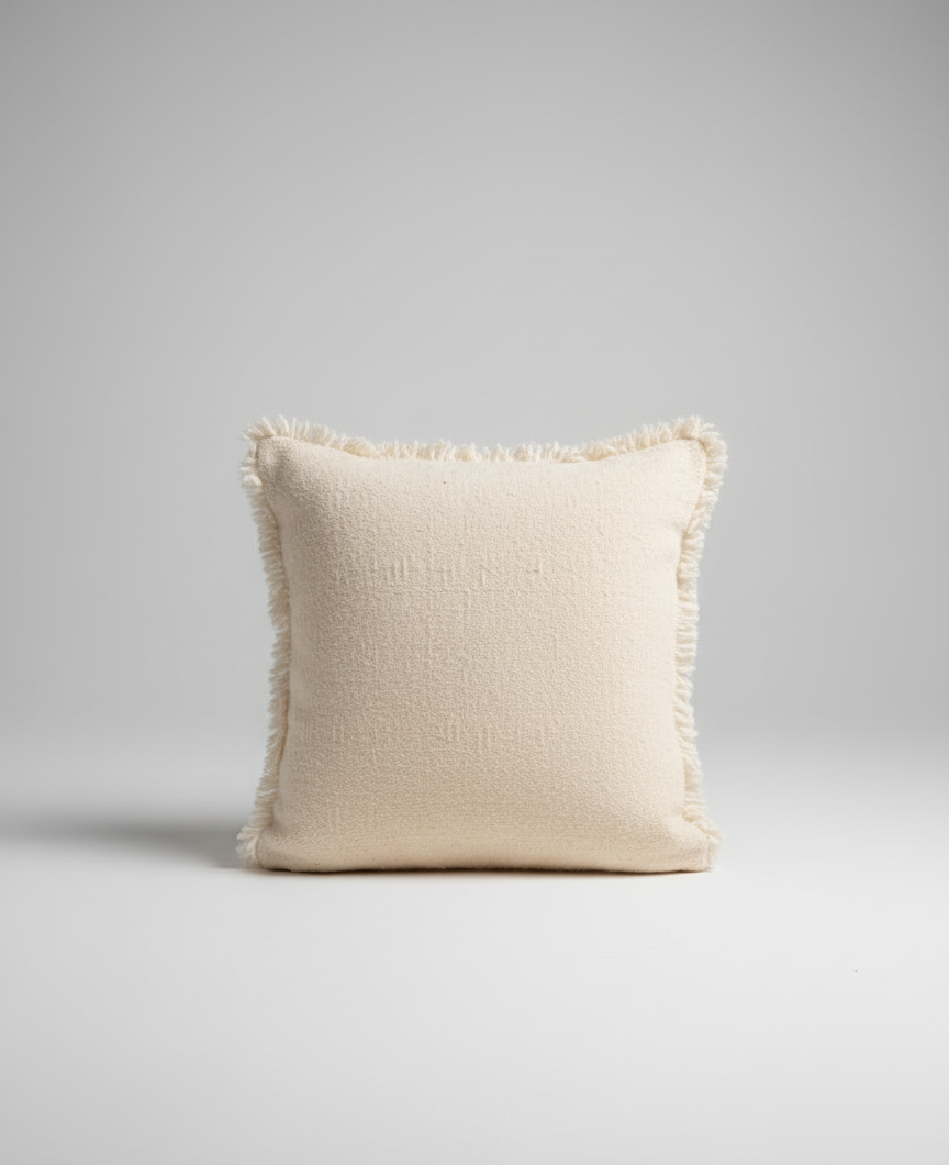 Organic Madder Root Dyed Pillow creamy off-white with Amazigh symbol