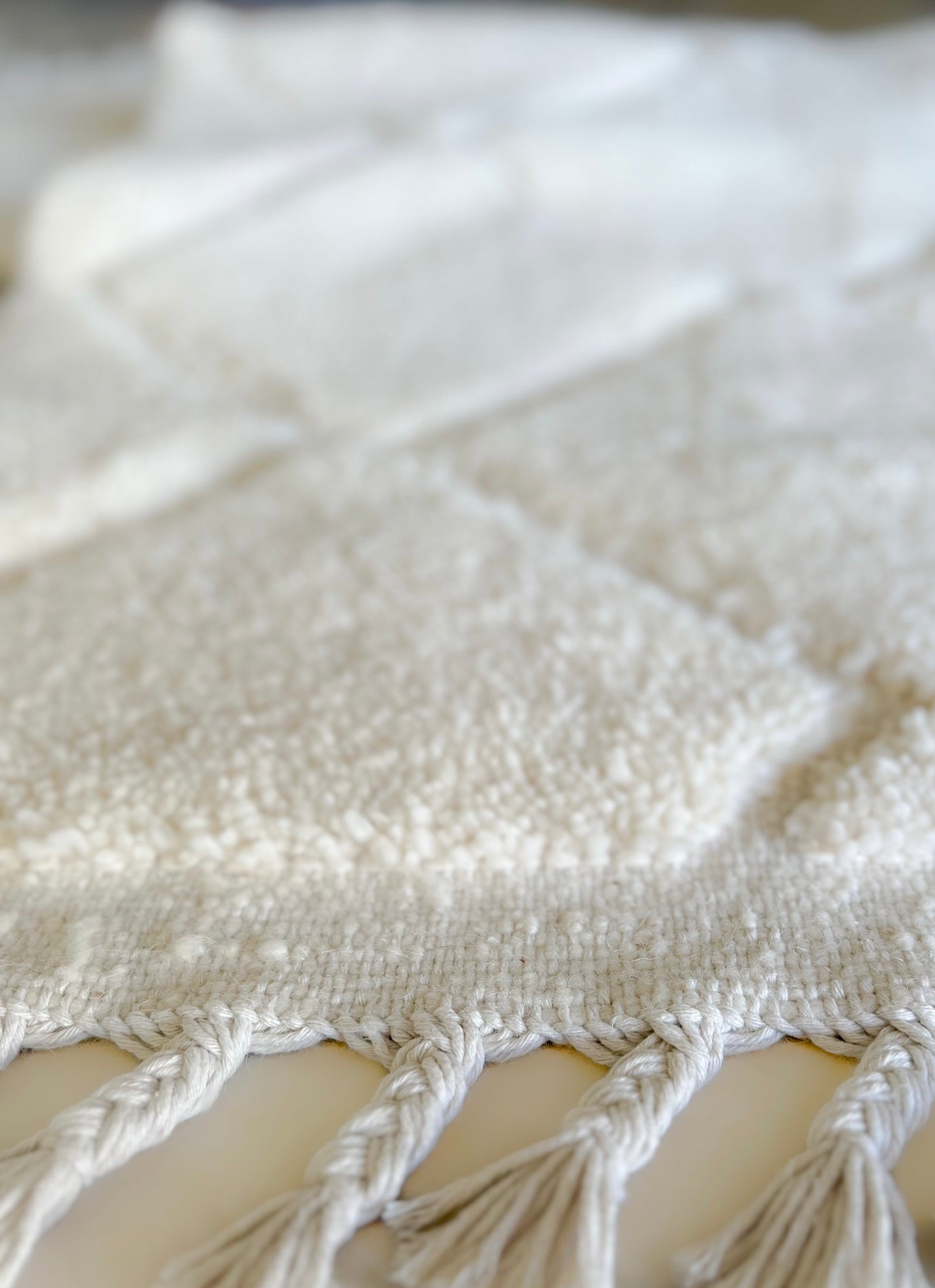 White Rug with Carved Patterns