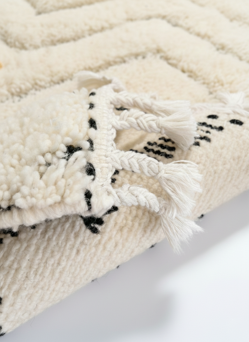 The 'Diamond Oasis' Rug : Natural & Undyed Organic Wool