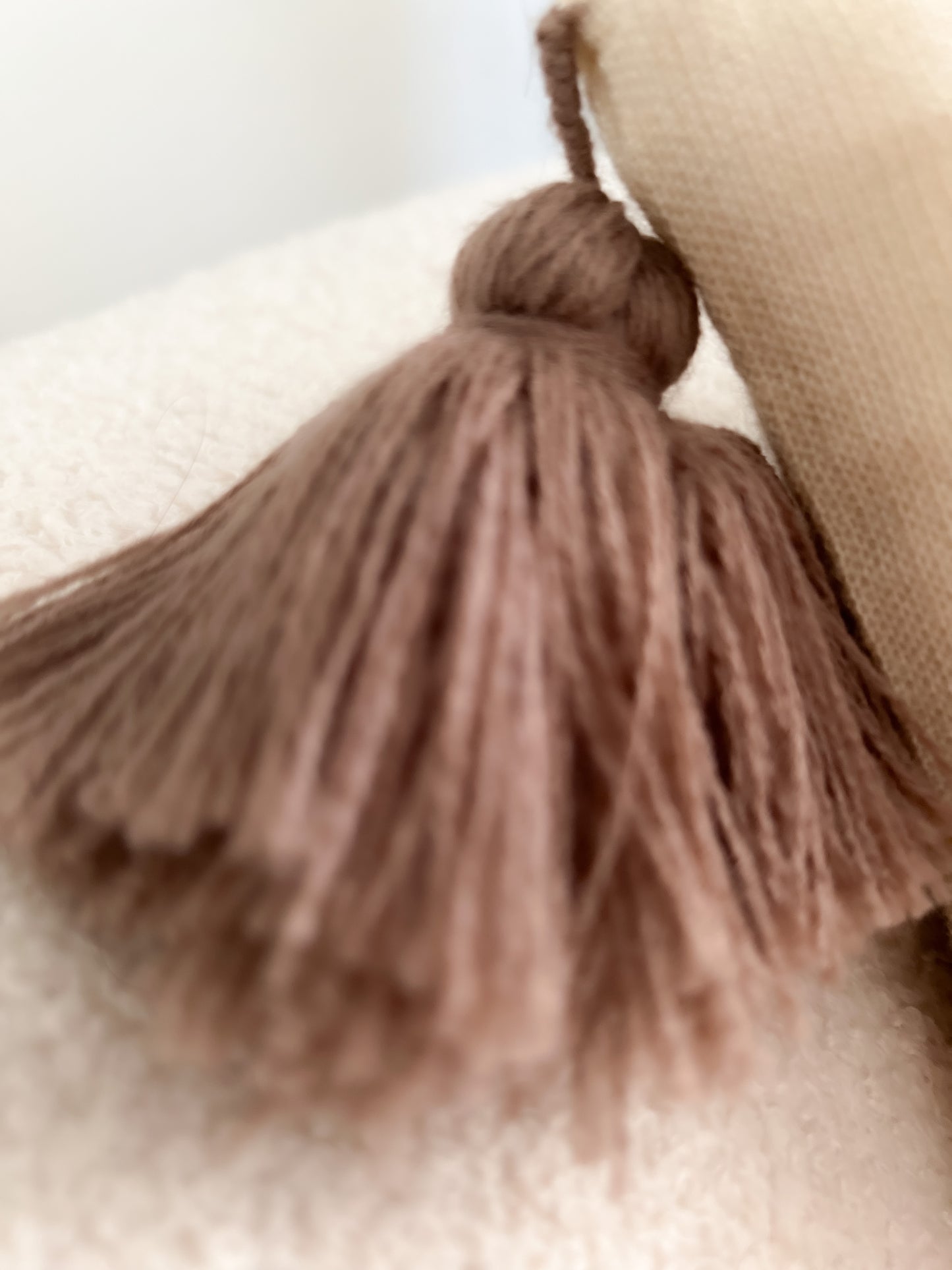 Creme Pillow Case with Brown Tassels