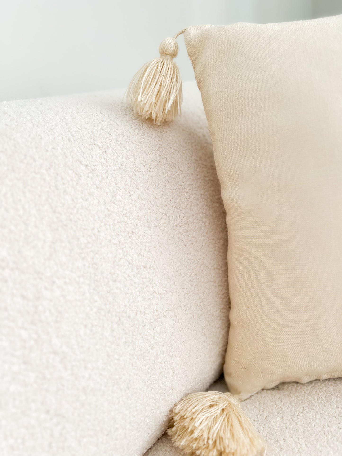 Creme Pillow Case with Beige Tassels