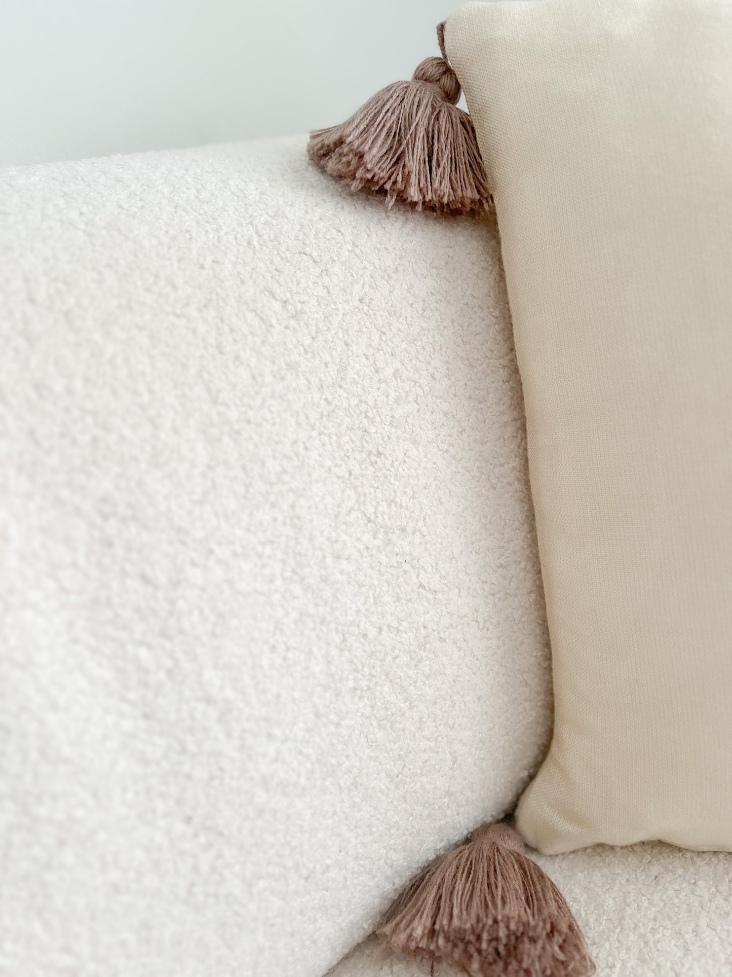 Creme Pillow Case with Brown Tassels