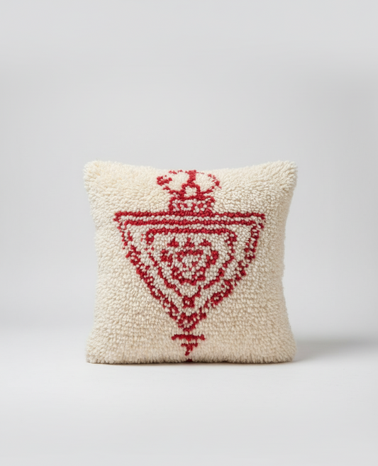 Organic Madder Root Dyed Pillow creamy off-white with Amazigh symbol