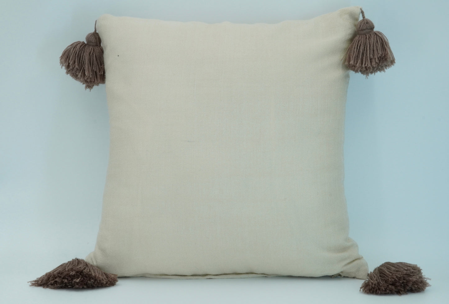 Creme Pillow Case with Brown Tassels